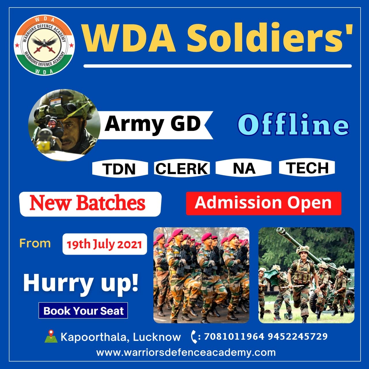 Best Army GD Coaching in Lucknow, India Physical And Written Academy WDA Soldiers Lucknow is Best Army GD Coaching in Lucknow, India other defence exam preparation, We are committed to giving the best result for defence examination. Call: 8881002943 @20% Discount Admission Open Join Now. https://warriorsndaacademy.com/best-army-gd-coaching-lucknow/ https://www.warriorsdefenceacademy.co.in/ Address: E1/5, near Power House, Sector B, Sector CS, Aliganj, Lucknow, Uttar Pradesh 226024 Best Army GD Coaching in Lucknow, India Physical And Written Academy Best Army GD Physical Coaching in Lucknow