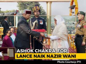 Gallantry award Ashok Chakra presented to martyred soldiers wife