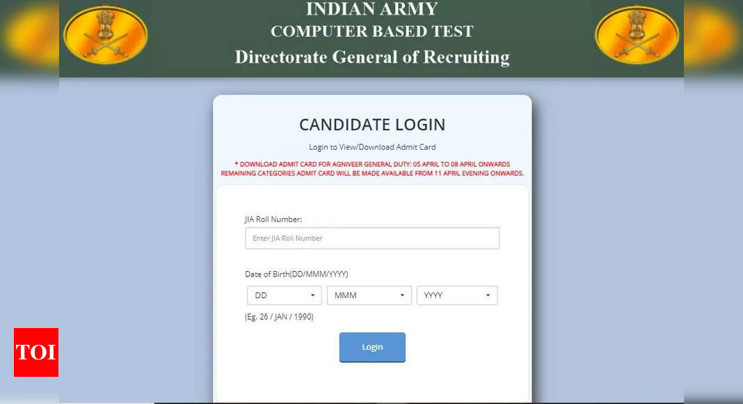 Indian Army Agniveer Admit Card 2023 released at joinindianarmy